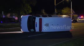 Vehicle Hit and Runs AMR Ambulance Causing Rollover Crash