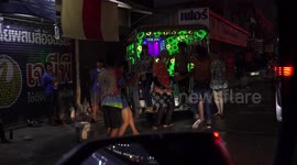 Thai people party into the night during their Songkran festival in Thailand.