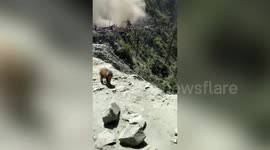 Dramatic landslide caught on camera in northern India; calamity closes motorway