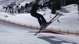 Ski jump wipe out