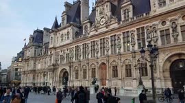 View from Hotel de Ville, Paris as Notre Dame Cathedral sadly burns suffering catastrophic damage