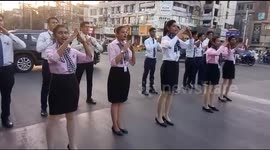 Air hostesses take to the streets to direct traffic in Indian city
