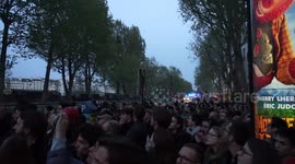 Security forces working around Notre Dame fire area