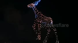 Hundreds of luminous drones perform light show in sky in China’s Qinghai