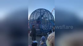 Highspeed 'Globe of Death' stunt sees 2 motorbike riders collide in Sydney