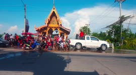 Songkran Festival celebrations in Thailand, everyone gets splashed.