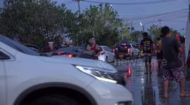 Songkran festival celebrations at Pathumthani, Thailand.
