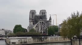 International news agencies cover the aftermath of the Notre Dame fire