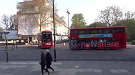 Buses on diversion on London's Cromwell Road due to Extinction Rebellion protests