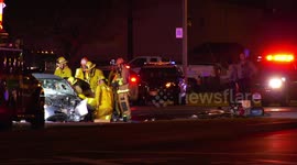 Car Rear Ends Tanker Truck, Possible Fatality