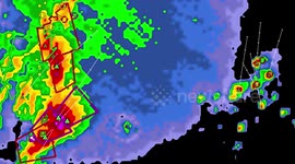 Tornado producing thunderstorm outbreak in Mississippi as seen on weather radar screen