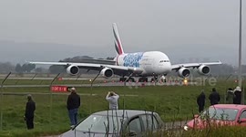 'World's largest passenger plane' lands in Glasgow