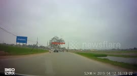 Asleep at the wheel! Funny scene as motorcyclist dozes off and falls into rice paddy ditch