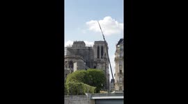 Cranes remove artifacts from burnt wreck of Notre Dame