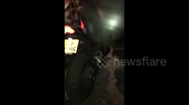 Passionate Ajax fans celebrate their win over Juventus by revving motorbikes