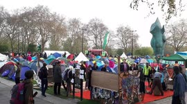 Extinction Rebellion protesters camp out at Marble Arch in London