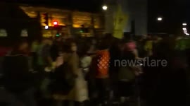 Extinction rebellion sing and dance gig outside Parliament on day four of climate change protests