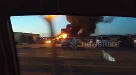 Aftermath of plane crash at Fullerton airport in southern California