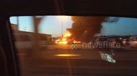 Aftermath of plane crash at Fullerton Airport in southern California