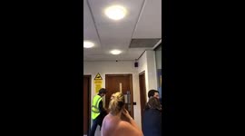 Pro Brexit demonstrators arrive at Islington police station.