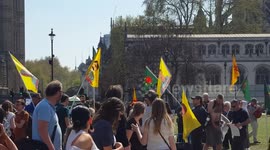 Kurdish YPG supporters protest Turkish government outside Parliament