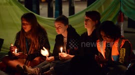 Extinction Rebellion protesters sing as arrests made at Parliament Square