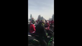 Bikers Wear Santa Claus Costumes