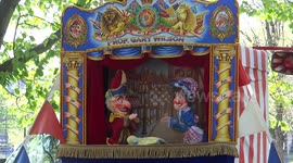 Punch and Judy puppet show at St George's Day, London, UK