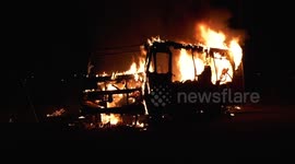 Firefighters Extinguish Fully Involved Motor Home