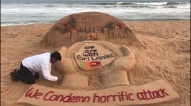 Indian sand artist expresses solidarity with the victims of Sri Lanka