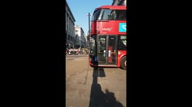 Oxford Circus reopens to road traffic after police clear Extinction Rebellion protestors from the area. Saturday 20th April 17:40