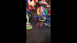 The man made the animals from the balloons