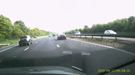 Dashcam catches moment car rolls over on M5 motorway J14