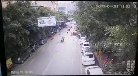 Bird from the blue! Goose drops out of the sky onto woman riding scooter