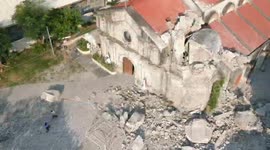 Drone footage shows extent of damage to Philippine church after powerful quake