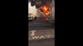 Holidaymakers watch as static caravan is ravaged by flames in Welsh holiday park