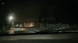 Driver Moving In Night Road Near Train Railways - Street Viral Videos
