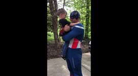 Heart-melting moment little boy realises Captain America is his dad