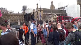 Extinction Rebellion campaigners deliver climate change letters to MPs at 1 Parliament Street on 23 April 2019