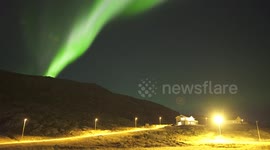 Bright green Northern Lights take over Norway skyline