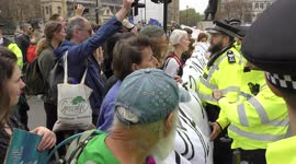 Heavy police presence as climate change protestors swarm Parliament Square