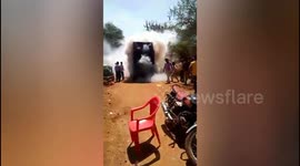 Fire averted in DJ van due to shot circuit of generator technical fault in India.