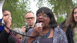 Labour MP Diane Abbott shows support for Extinction Rebellion activists at London's Parliament Square