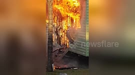 Eyewitness video shows extent of caravan fire at Welsh holiday park