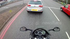 van jumps red light and stupid kids on bikes