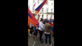 Annual Armenian Genocide Memorial Day protest outside Turkish Embassy attracts far-right counter protest.