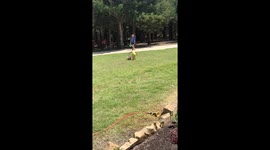 Toddler faceplants during first Easter egg hunt