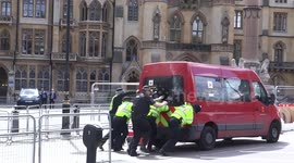 Royal Fail! Red post van breaks down outside Westminster Abbey following Anzac Day service in London