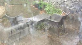 Hail and heavy rain hits Lancaster as Storm Hannah blasts the UK