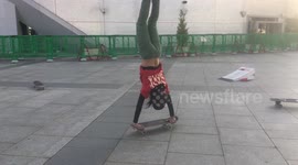 Gifted Japanese teenaged skateboarder shows off his perfect 6-minute routine